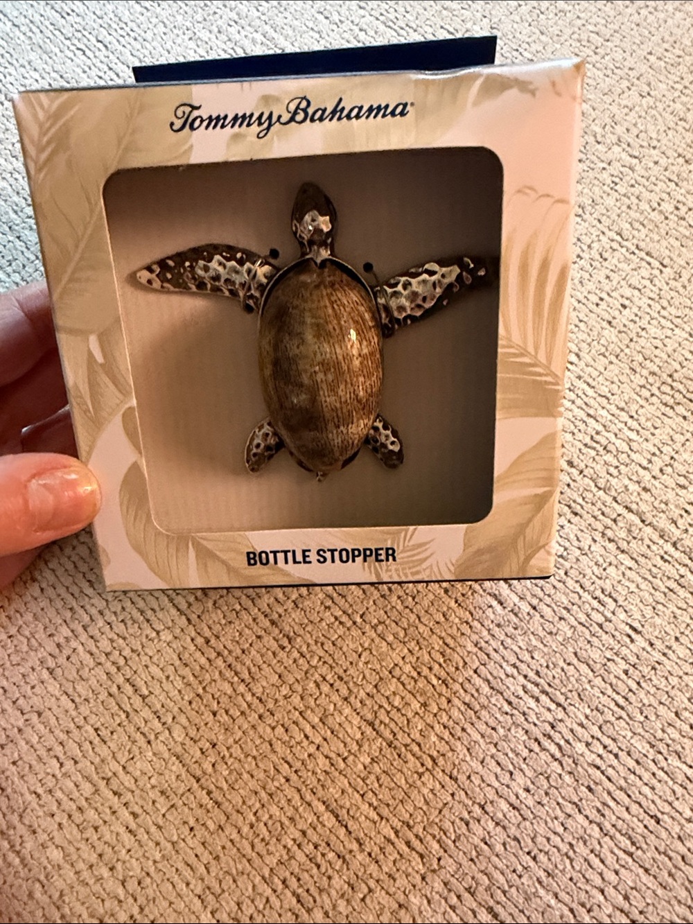 Tommy Bahama Turtle Bottle Stopper - Brown and Silver